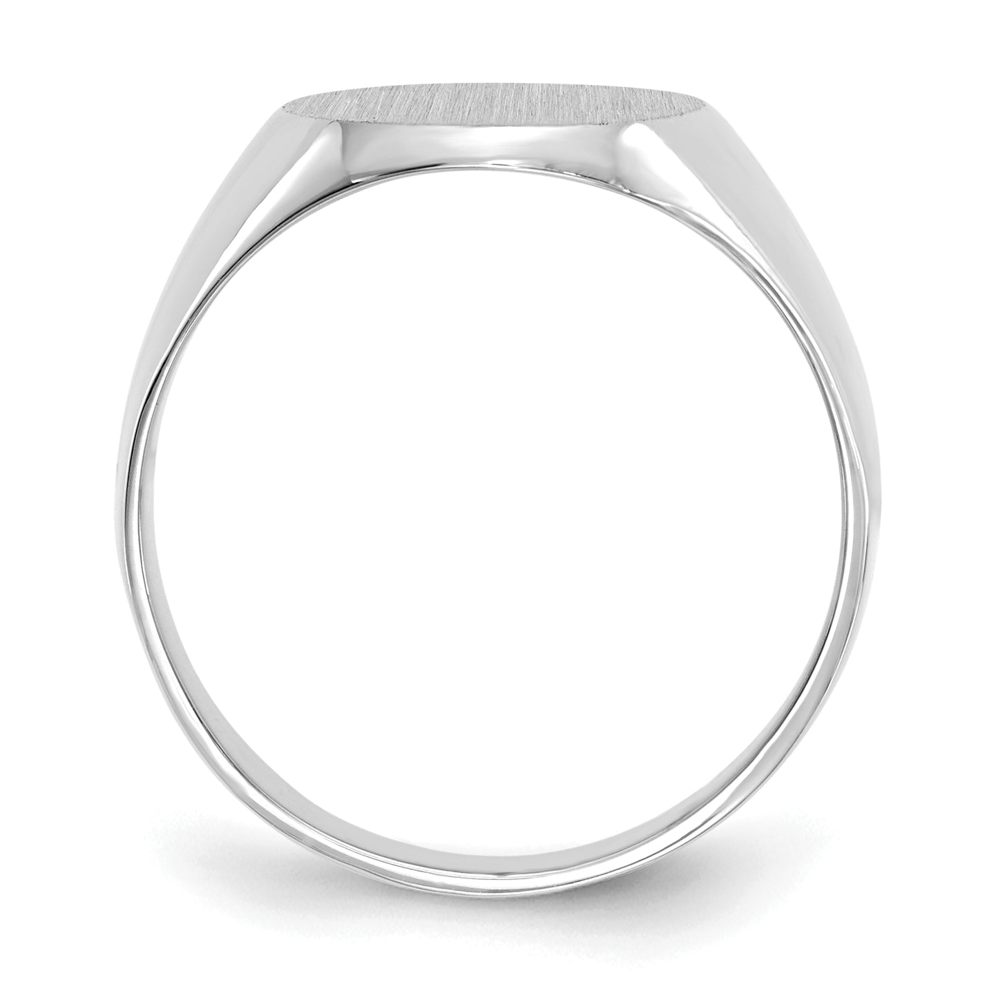 14K White Gold Closed Back Oval Signet Ring 11.0 x 13.0 mm RS547 - alternate view