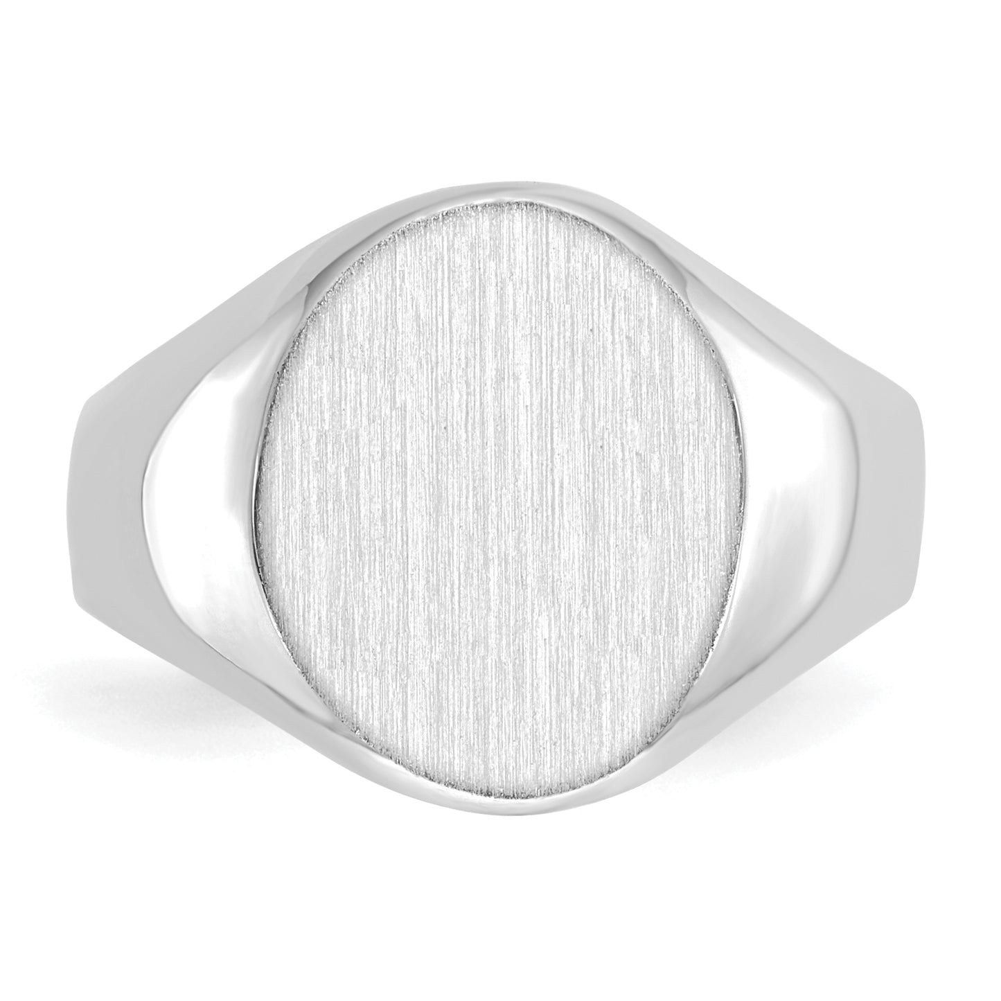 14K White Gold Closed Back Oval Signet Ring 11.0 x 13.0 mm RS547 - alternate view