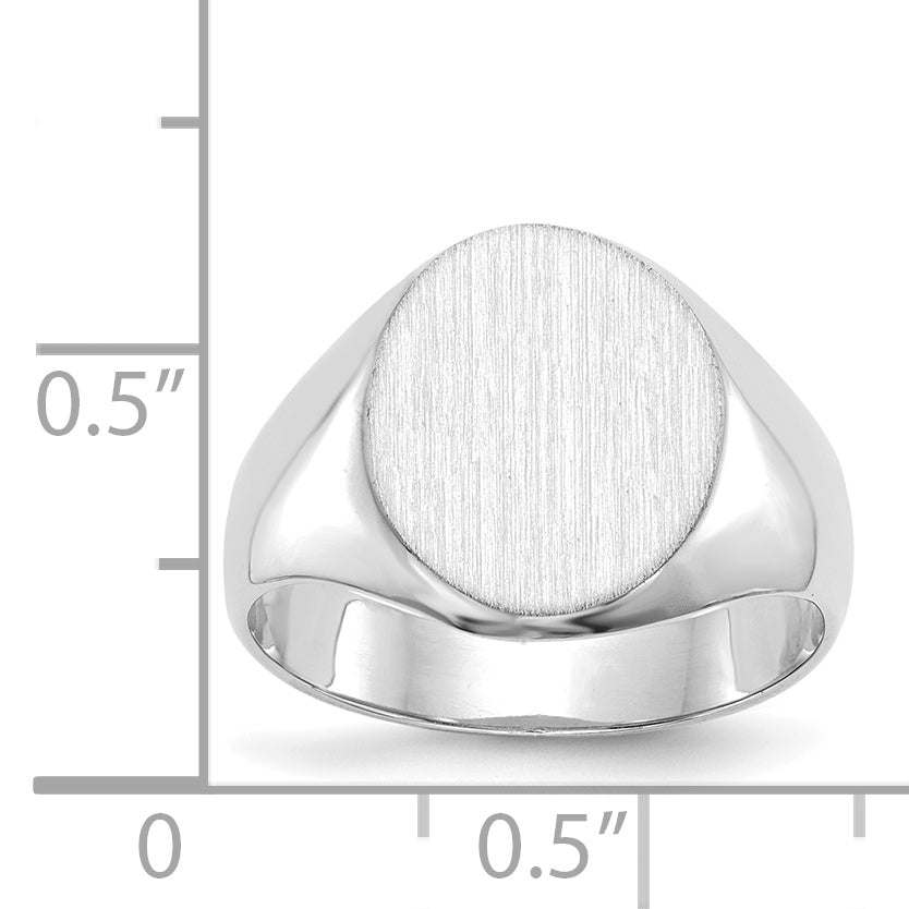 14K White Gold Closed Back Oval Signet Ring 11.0 x 13.0 mm RS547 - alternate view