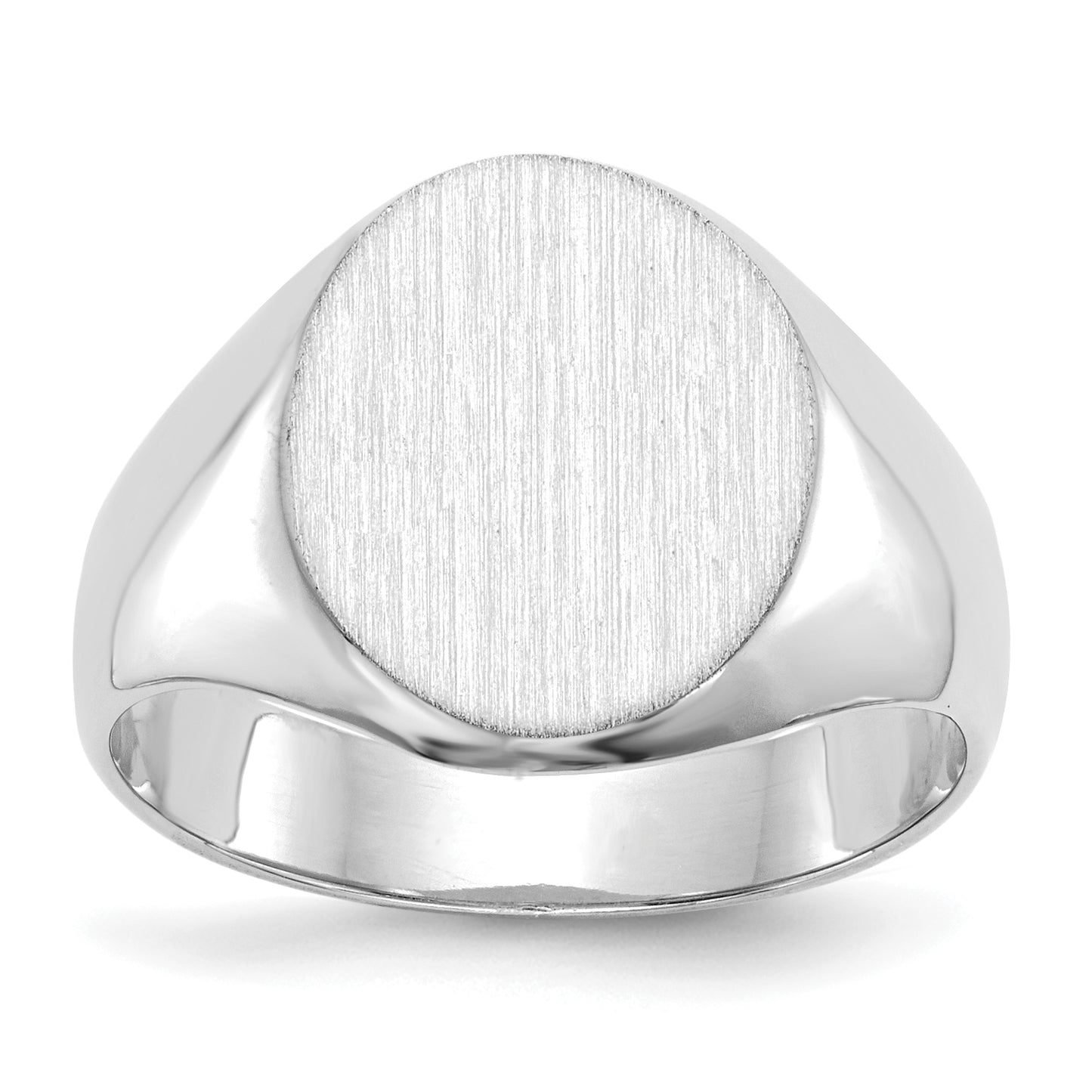 14K White Gold Closed Back Oval Signet Ring 11.0 x 13.0 mm RS547