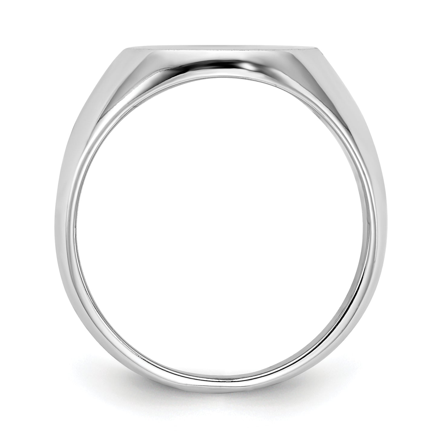 14K White Gold Round Signet Ring 13.5 x 14.0 mm RS548 - alternate view