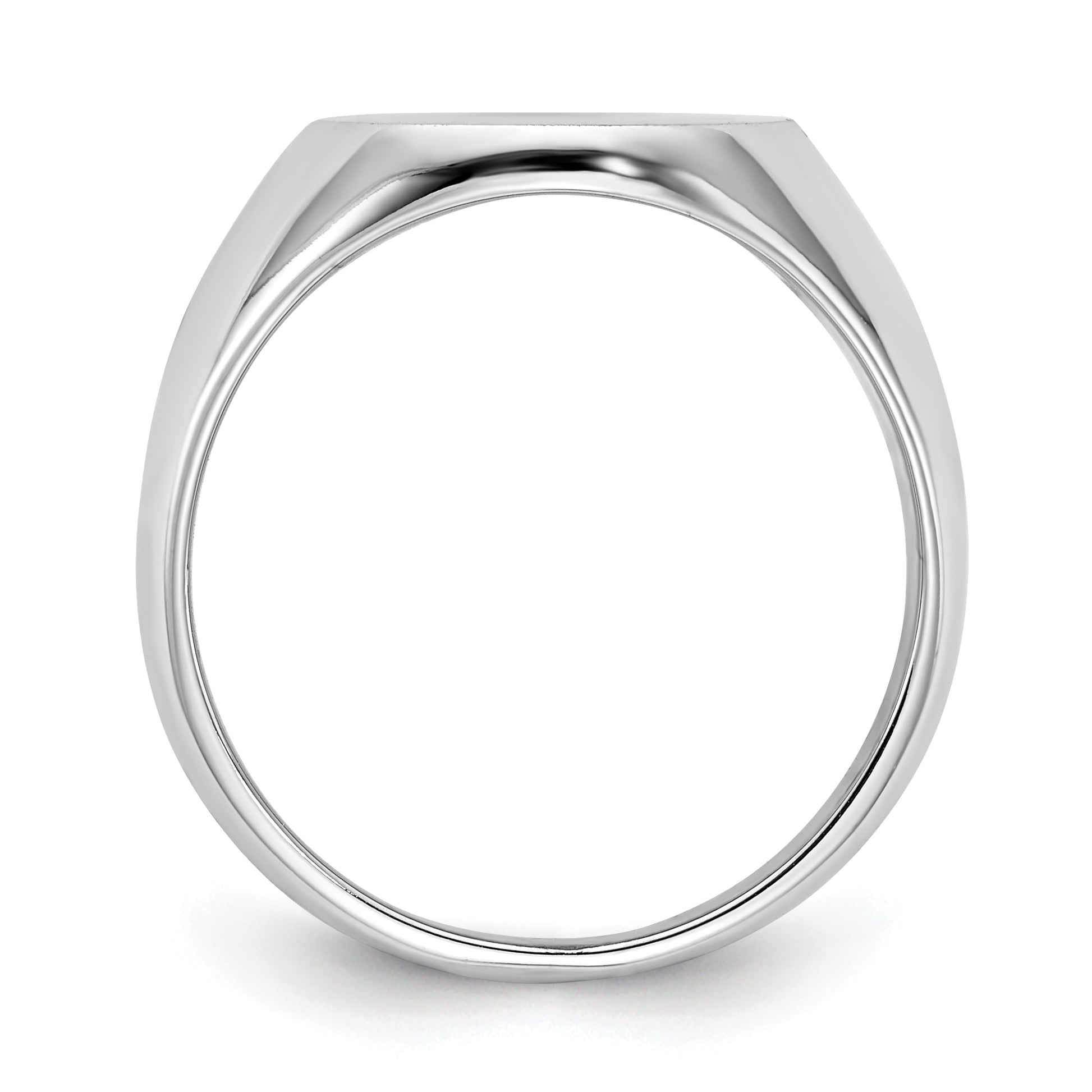 14K White Gold Round Signet Ring 13.5 x 14.0 mm RS548 - alternate view