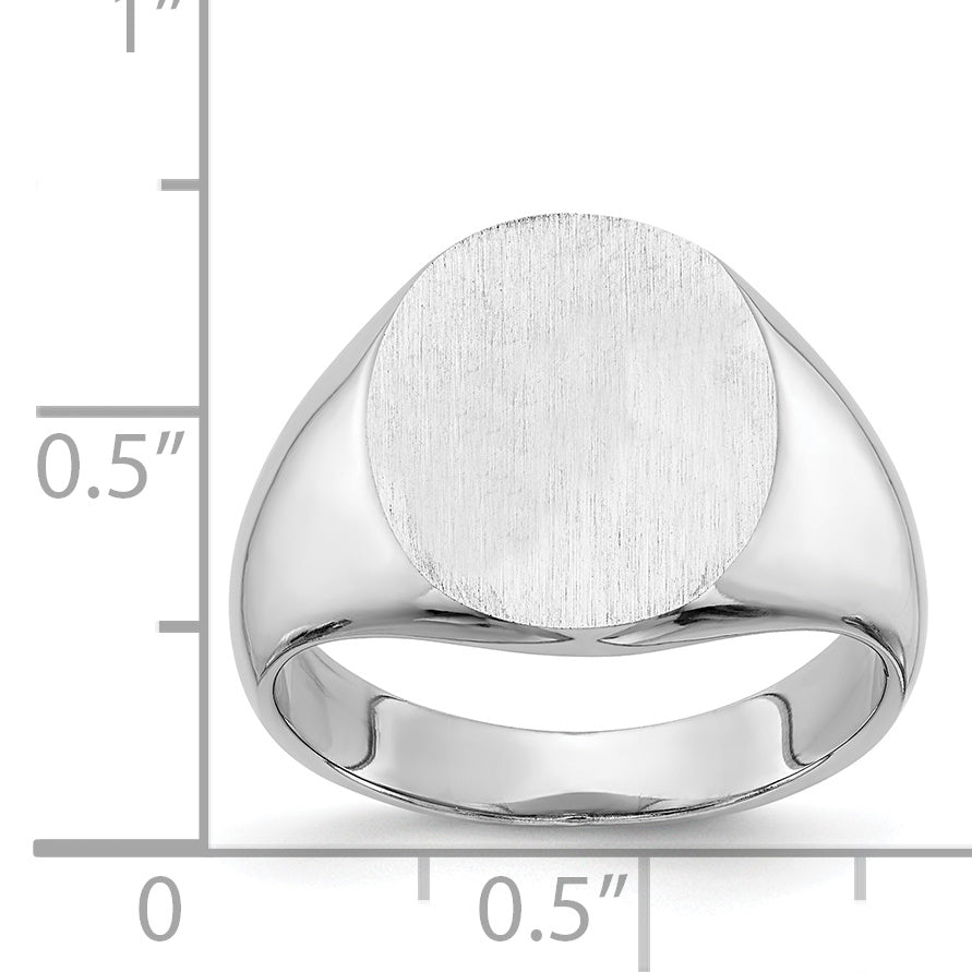14K White Gold Round Signet Ring 13.5 x 14.0 mm RS548 - alternate view