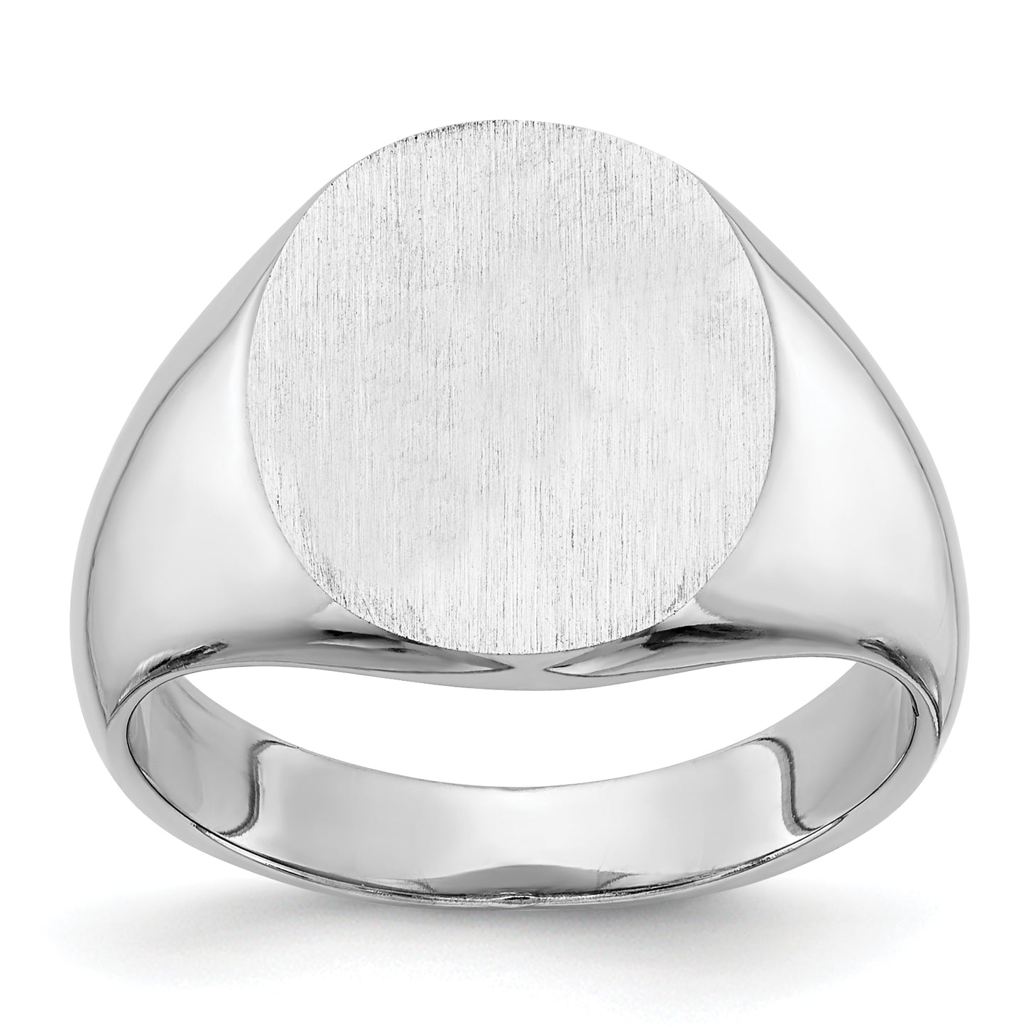 14K White Gold Round Signet Ring 13.5 x 14.0 mm RS548