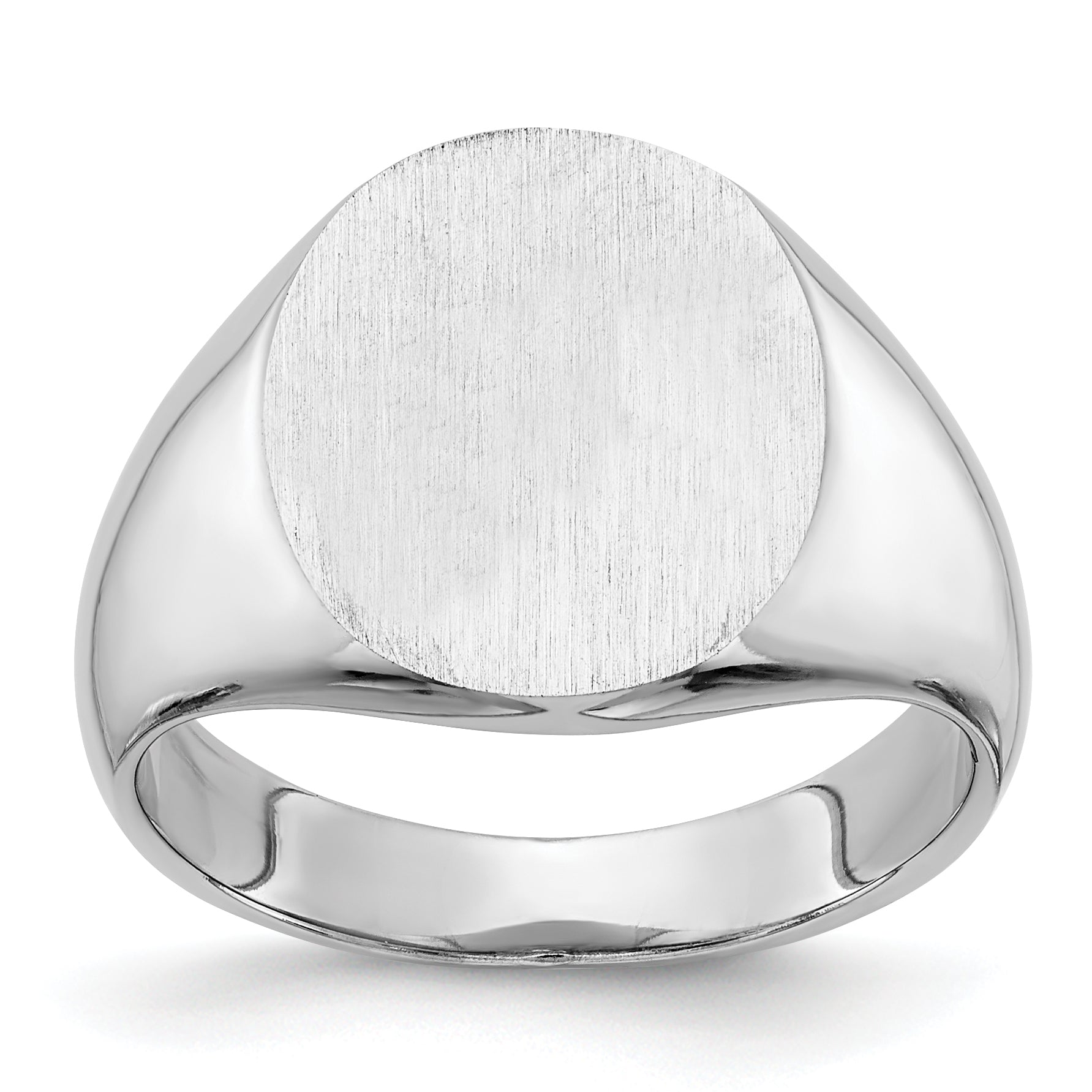 14K White Gold Round Signet Ring 13.5 x 14.0 mm RS548