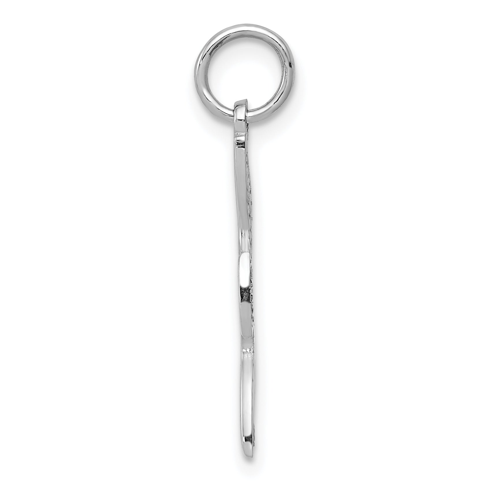 14K white gold cut-out dove pendant, angled view