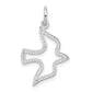 14K white gold cut-out dove pendant, side view