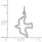 14K white gold cut-out dove pendant shown on model