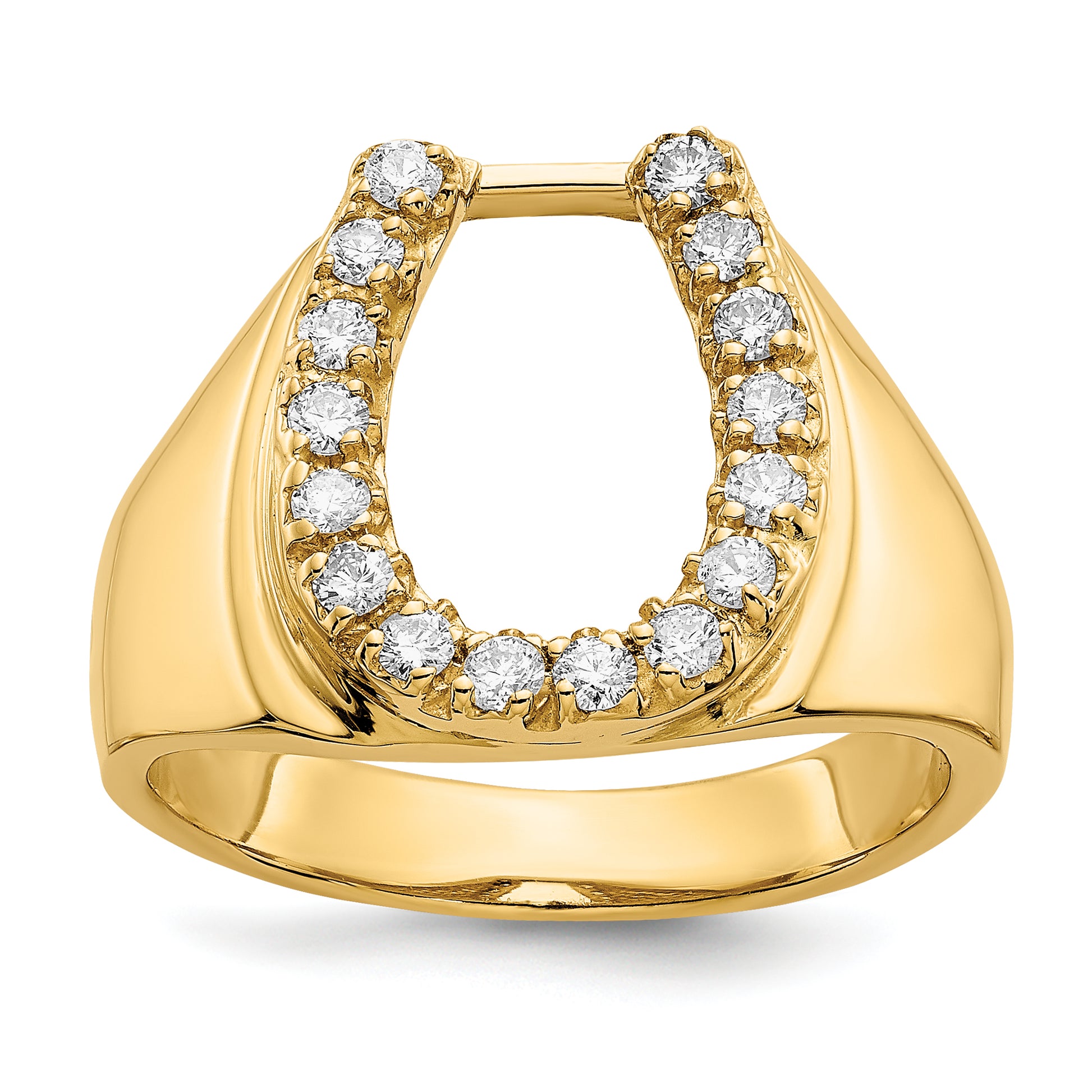 14K Yellow Gold 1/2 ct Diamond Horseshoe Mens Ring X9460