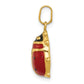14K gold enamel ladybug charm shown front and side