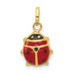 14K yellow gold ladybug charm with red and black enamel, medium size