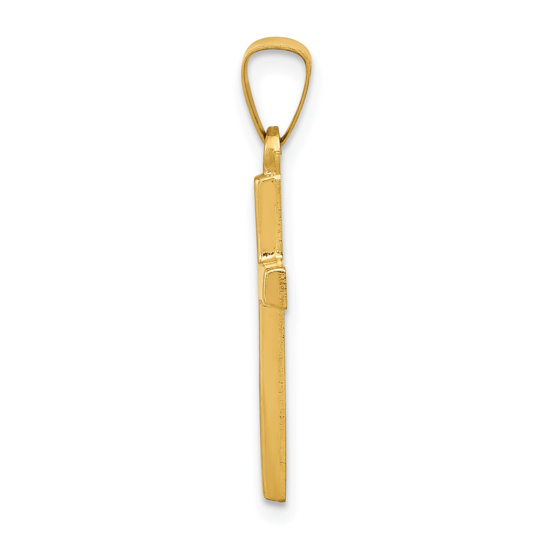 14K gold textured Latin cross alternate view - XR1413