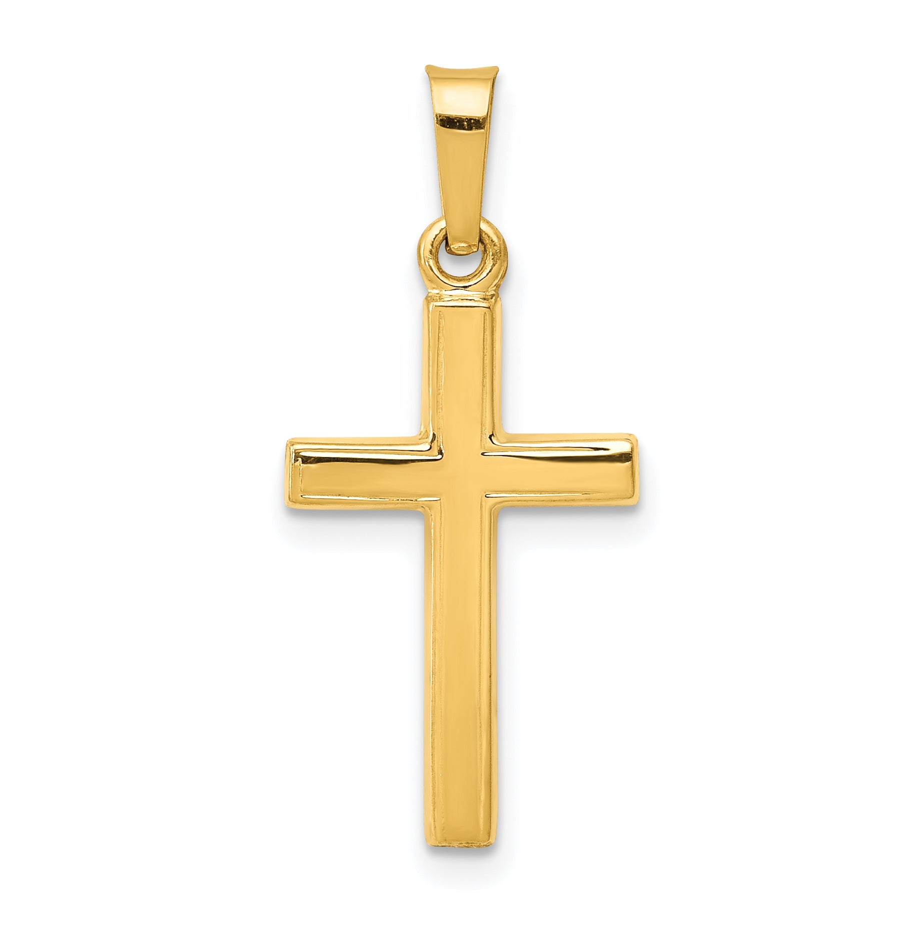14K yellow gold polished textured Latin cross pendant - XR1413