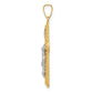 14K Two-Tone Gold INRI Crucifix Pendant - angle view