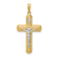 14K Two-Tone Gold Polished and Textured INRI Crucifix Pendant - main view