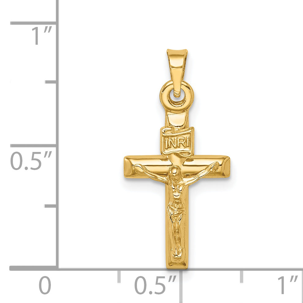 14K Yellow Gold Hollow Crucifix Pendant dimension chart