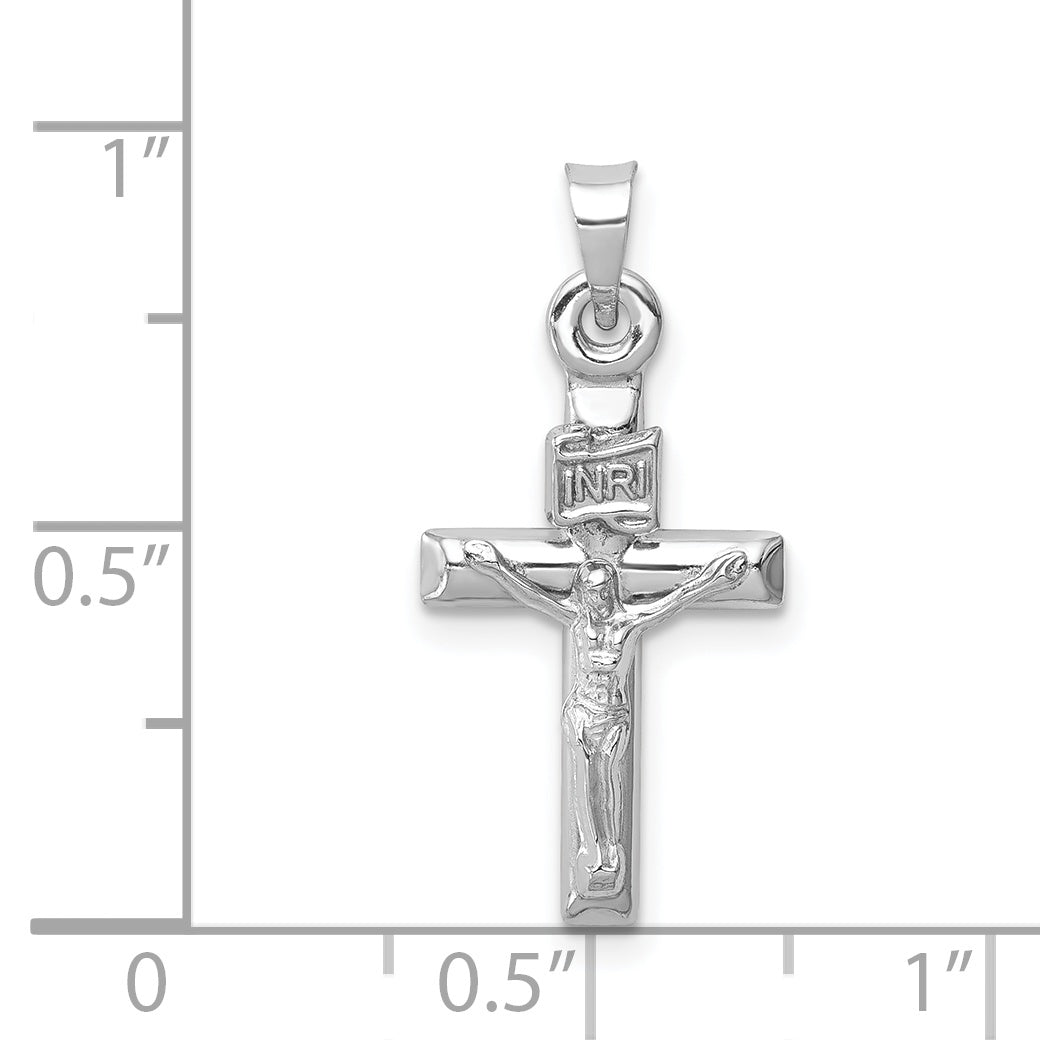 14K White Gold Hollow Crucifix Pendant dimension chart