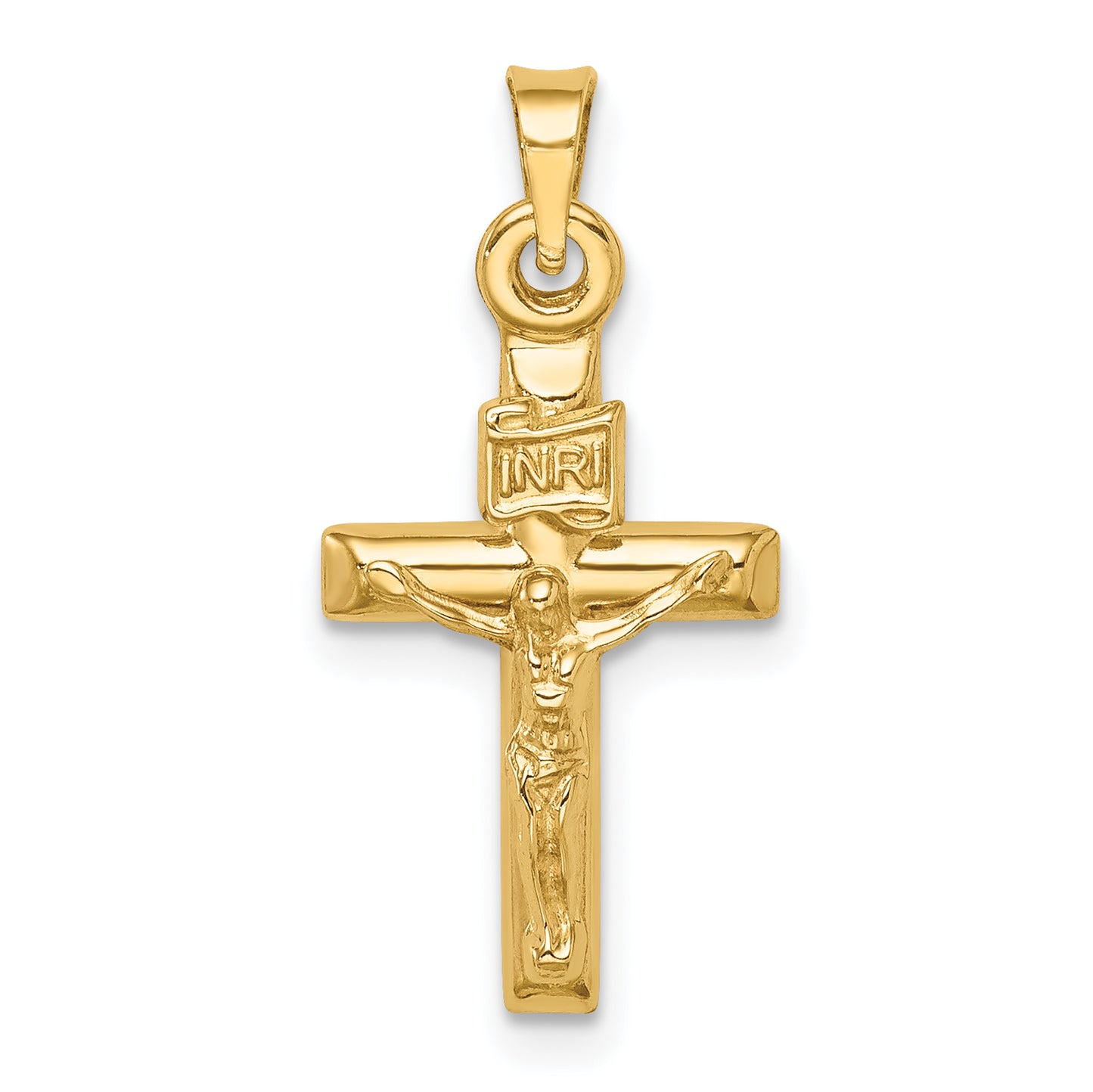 14K Yellow Gold Hollow Crucifix Pendant 11x20mm - main view