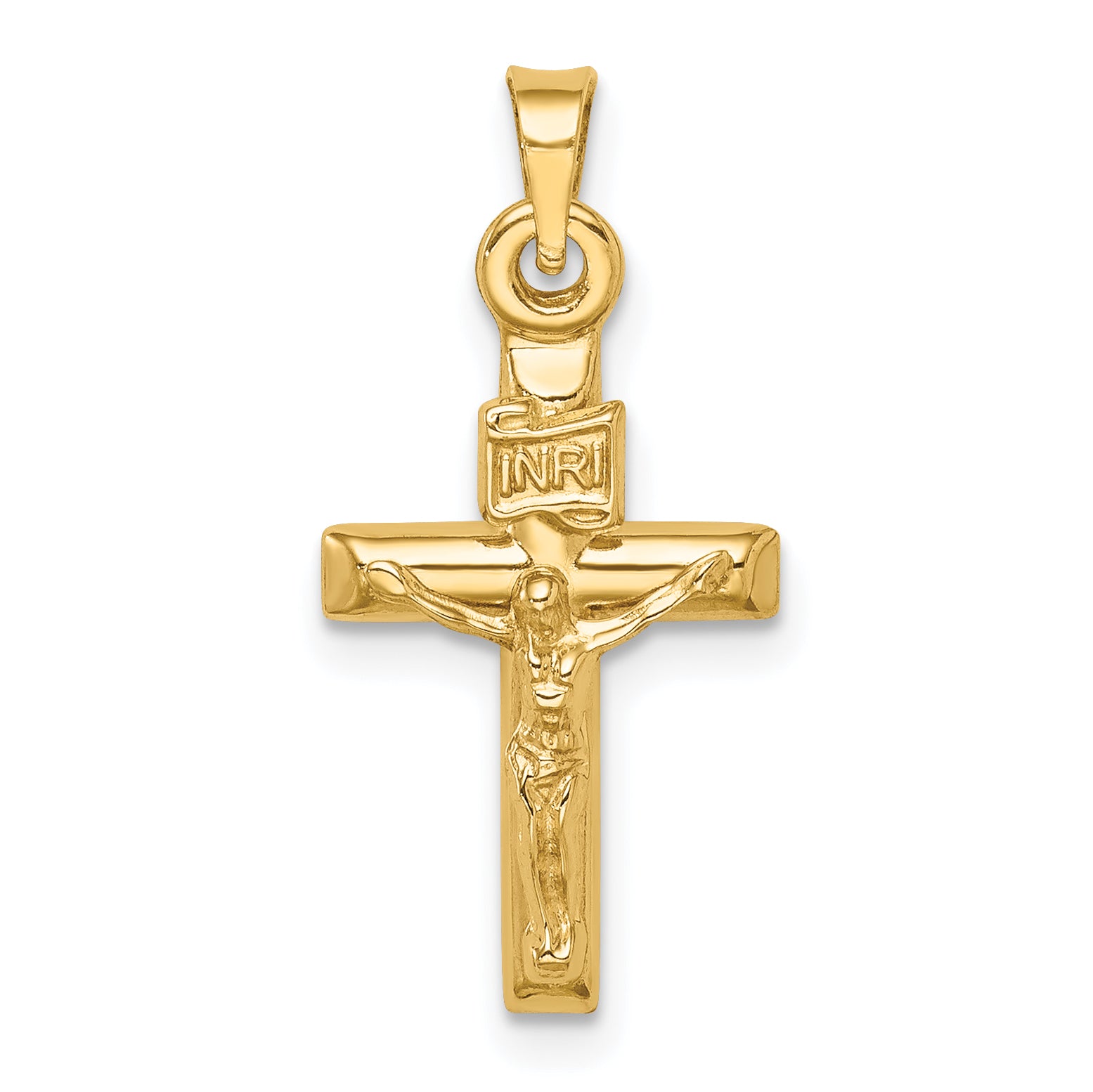 14K Yellow Gold Hollow Crucifix Pendant 11x20mm - main view
