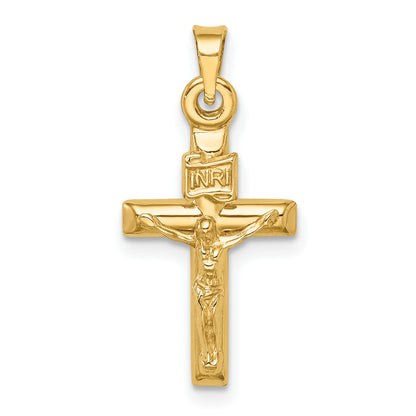 14K Yellow Gold Hollow Crucifix Pendant 11x20mm - main view