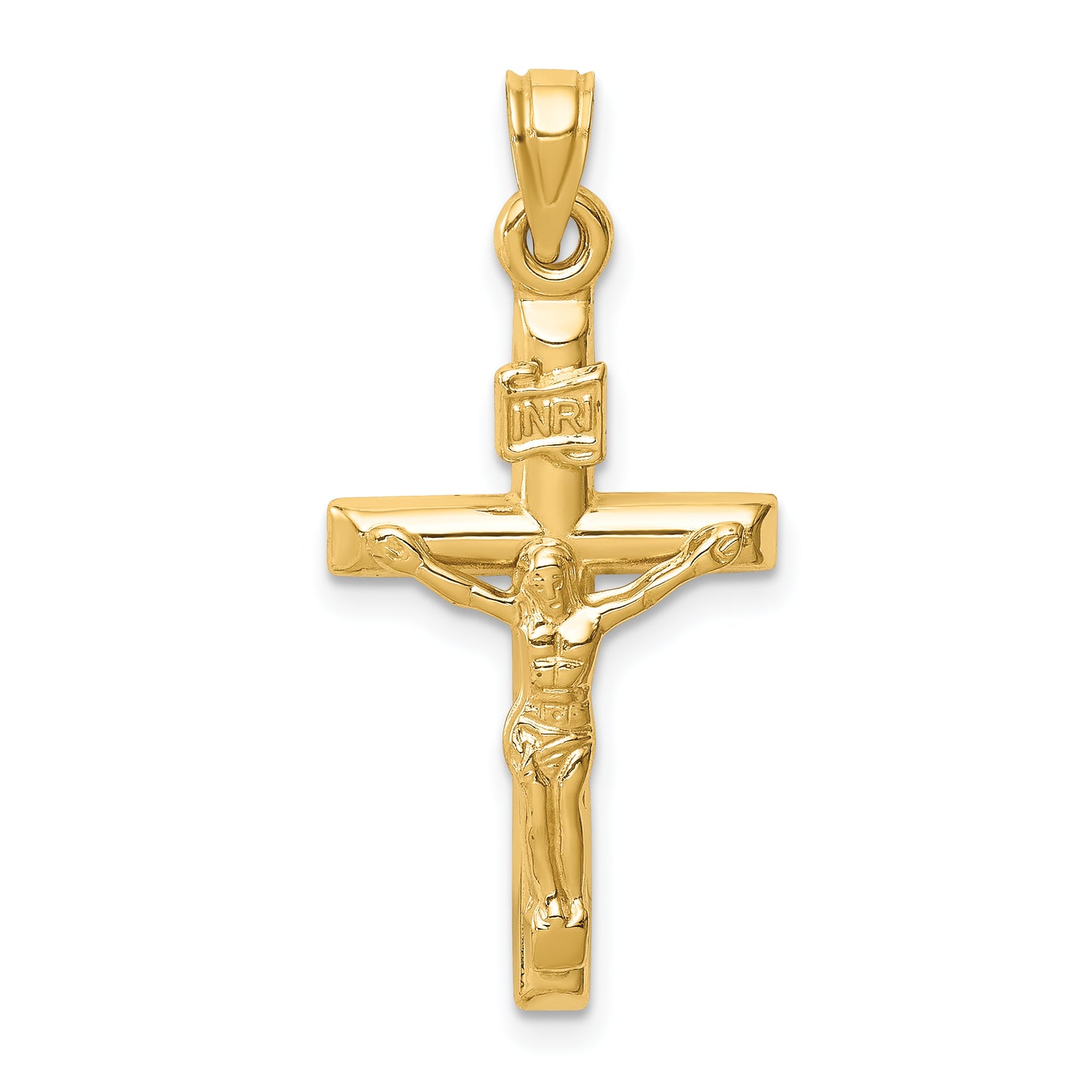 14K Yellow Gold Hollow Crucifix Pendant 15x26mm - main view