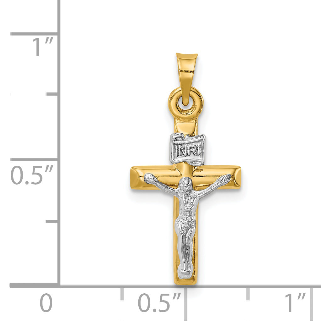 14K Two-Tone Gold Hollow Crucifix Pendant dimension chart