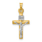 14K Two-Tone Gold Hollow Crucifix Pendant - main view