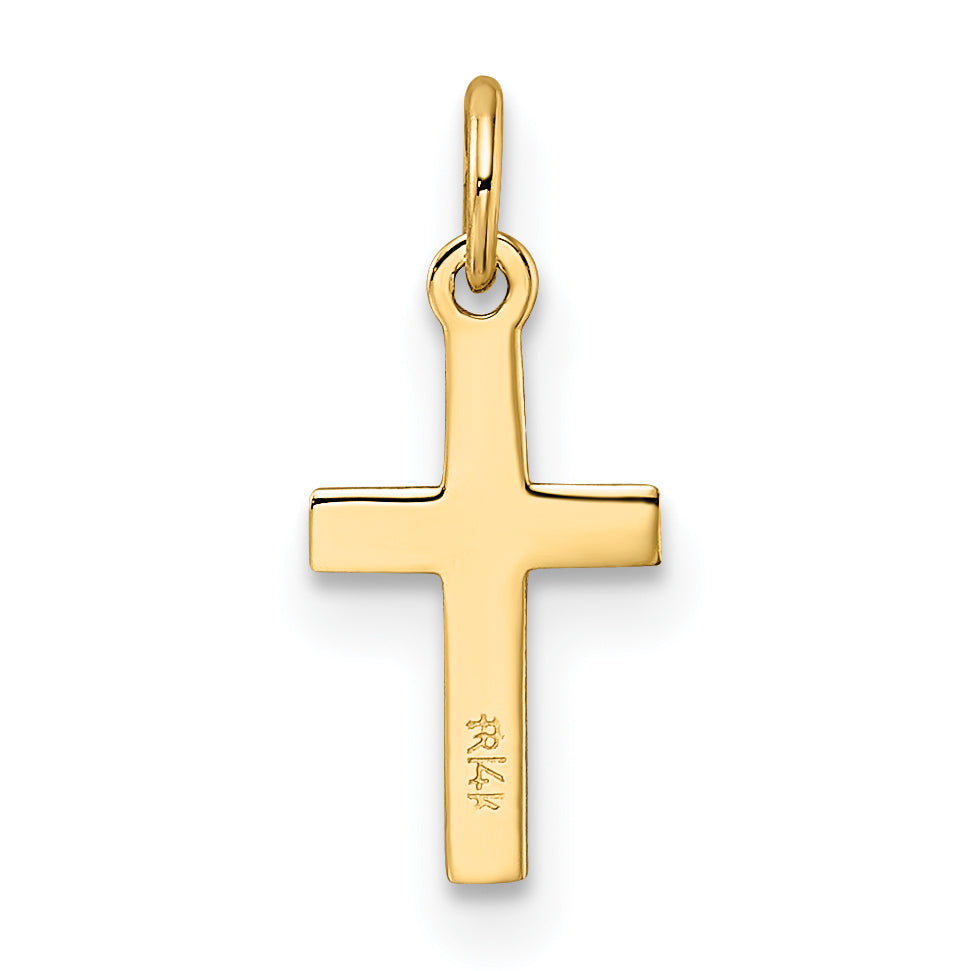 10K gold flat cross pendant detail view - 10XR1862