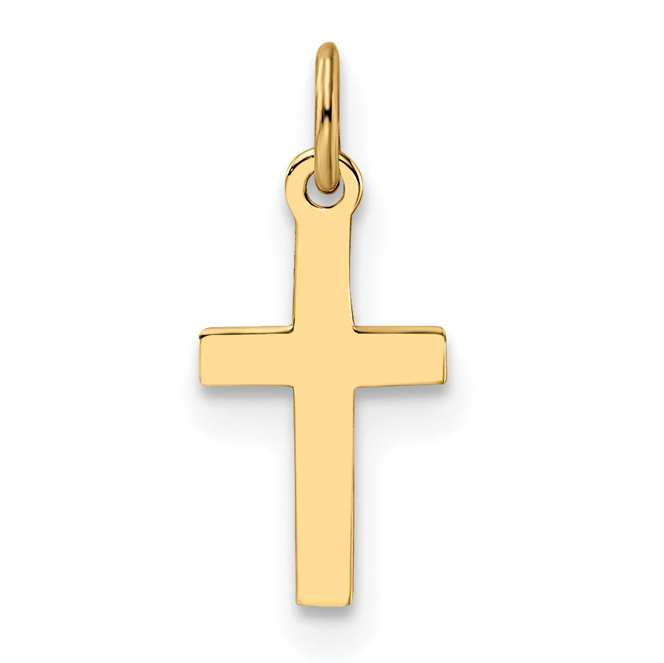 10K yellow gold polished flat cross pendant - 10XR1862