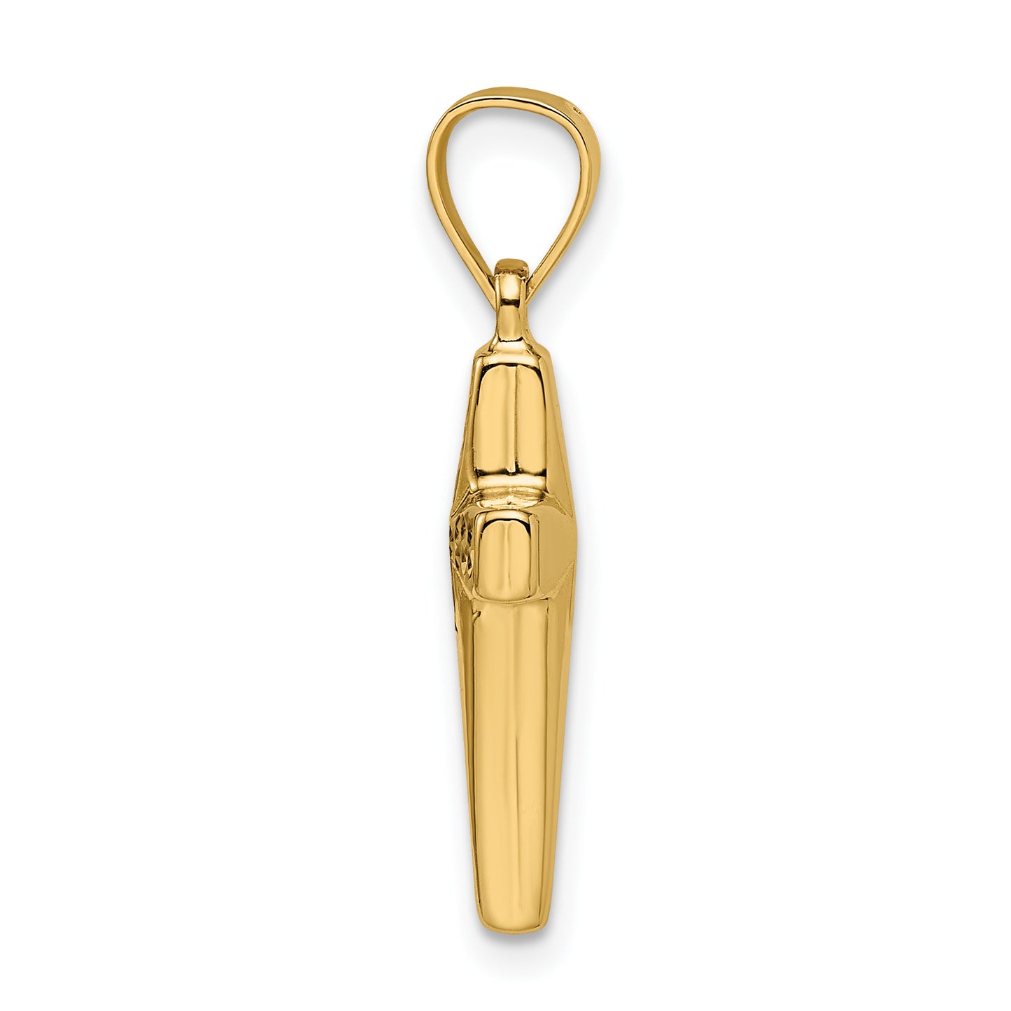 14K gold puffed cross pendant polished reverse side, large - XR1876