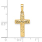 14K gold puffed cross pendant dimensions, large - XR1876