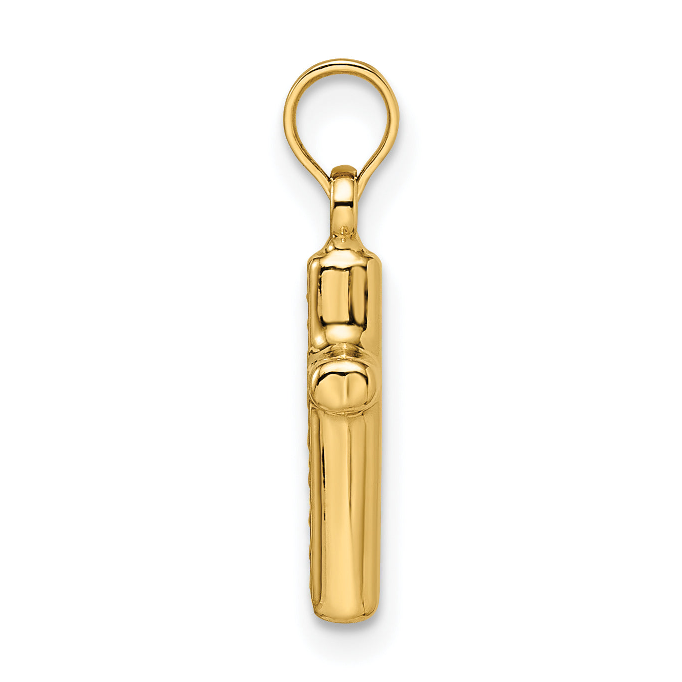 14K gold puffed cross pendant polished reverse side, small - XR1878