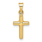 14K gold diamond-cut puffed cross pendant angled view, small - XR1878