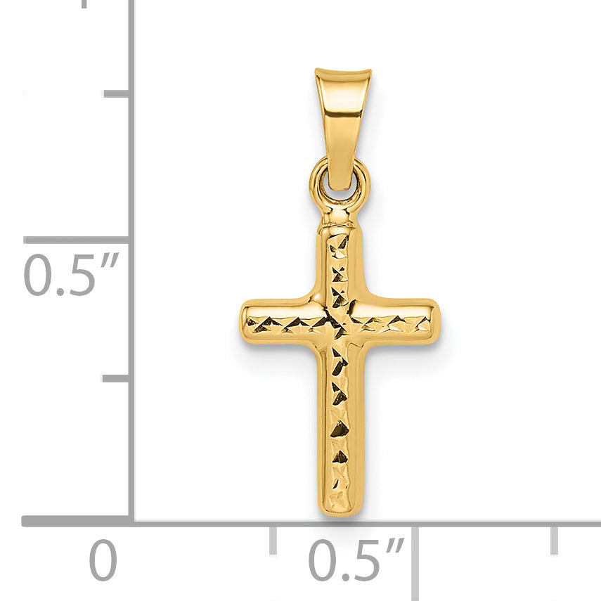 14K gold puffed cross pendant dimensions, small - XR1878