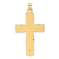 14K two-tone solid INRI crucifix pendant detail view - XR2051