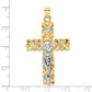 14K two-tone solid INRI crucifix pendant dimensions - XR2051
