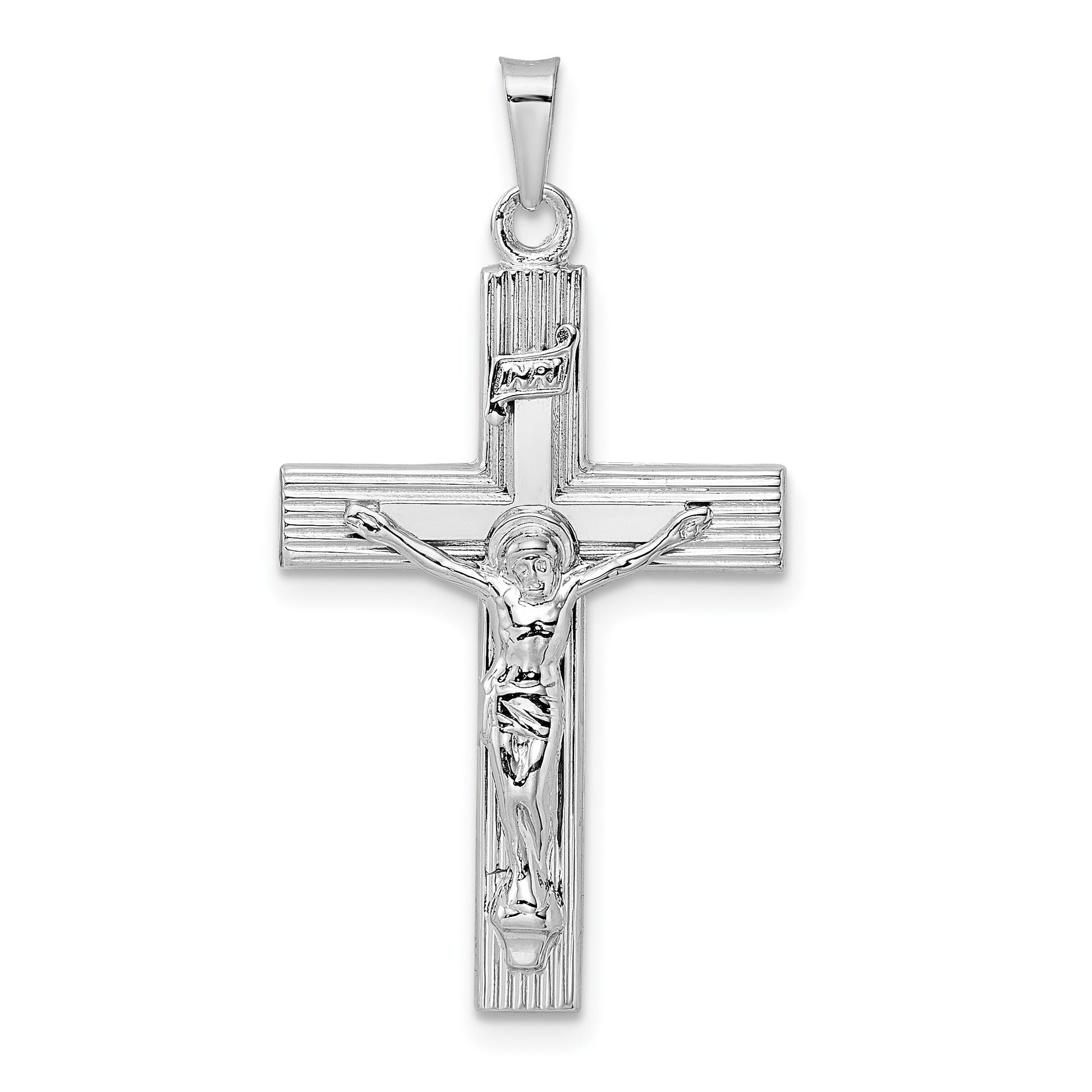 14K White Gold INRI crucifix pendant 19 x 31.15 mm – main view