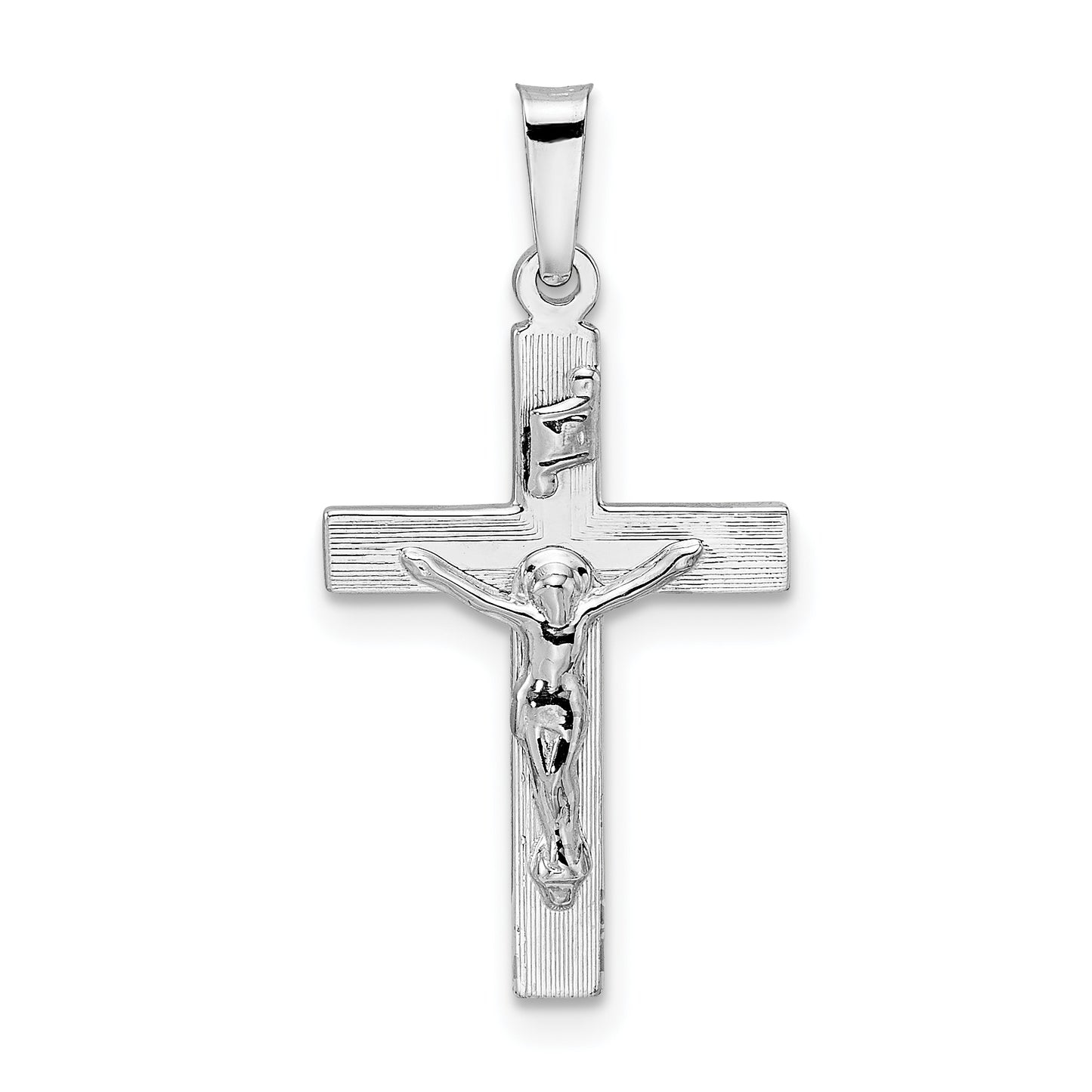 14K White Gold INRI crucifix pendant 13.85 x 22.9 mm – main view