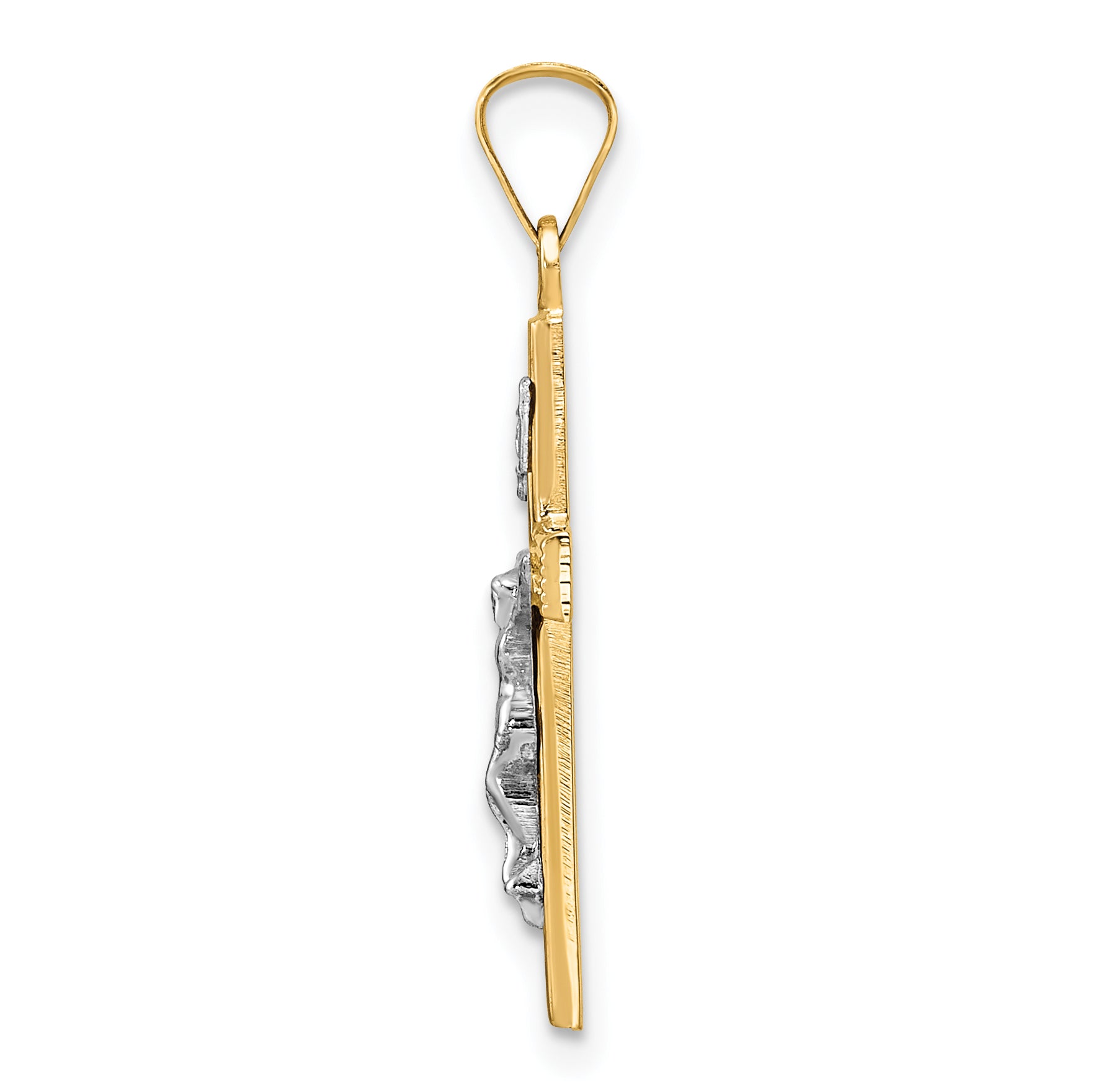 14K Two-Tone Gold INRI crucifix pendant 14.12 x 23.6 mm – alternate view