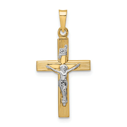 14K Two-Tone Gold INRI crucifix pendant 14.12 x 23.6 mm – main view