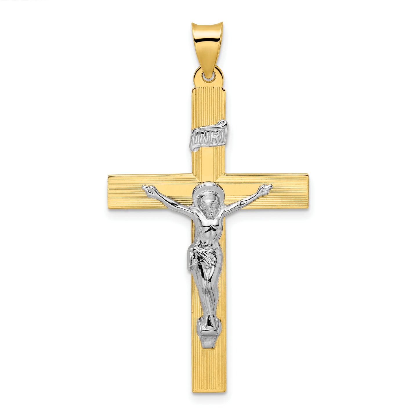 14K Two-Tone Gold INRI crucifix pendant 26.1 x 42.9 mm – main view