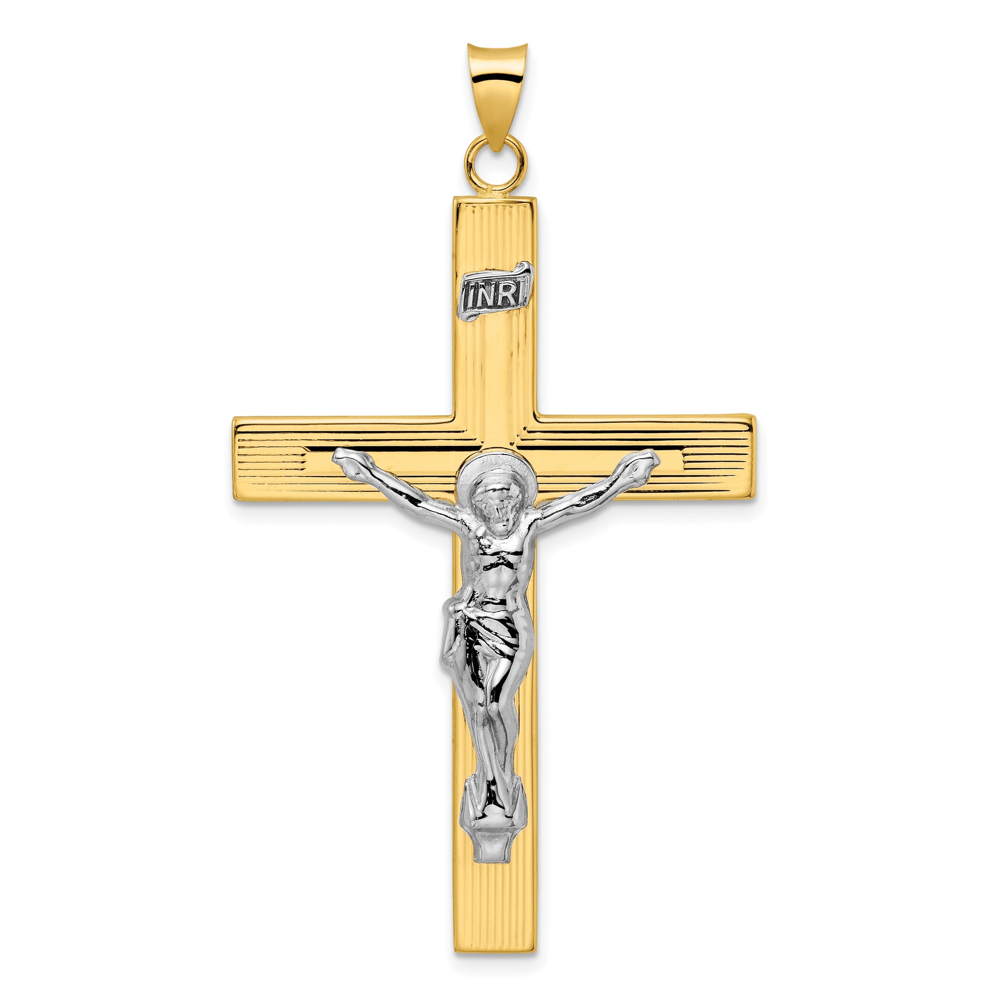 14K Two-Tone Gold INRI crucifix pendant 35.1 x 55.2 mm – main view