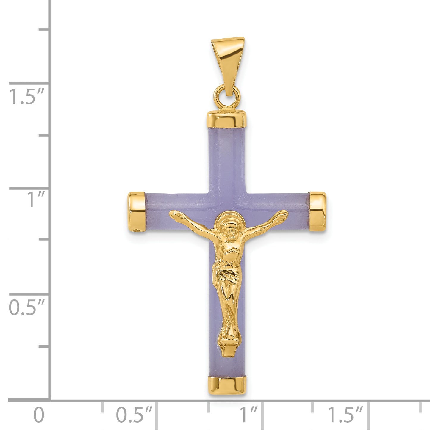 14K gold lavender jade crucifix pendant dimensions - XR890