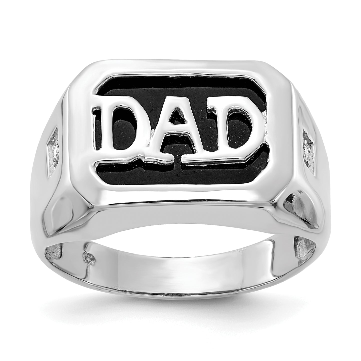 14K White Gold Onyx and Diamond DAD Ring Y1602