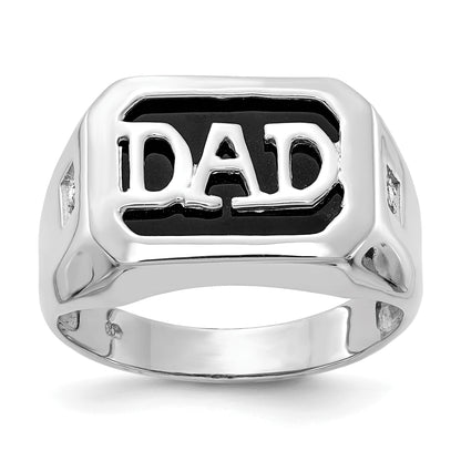 14K White Gold Onyx and Diamond DAD Ring Y1602