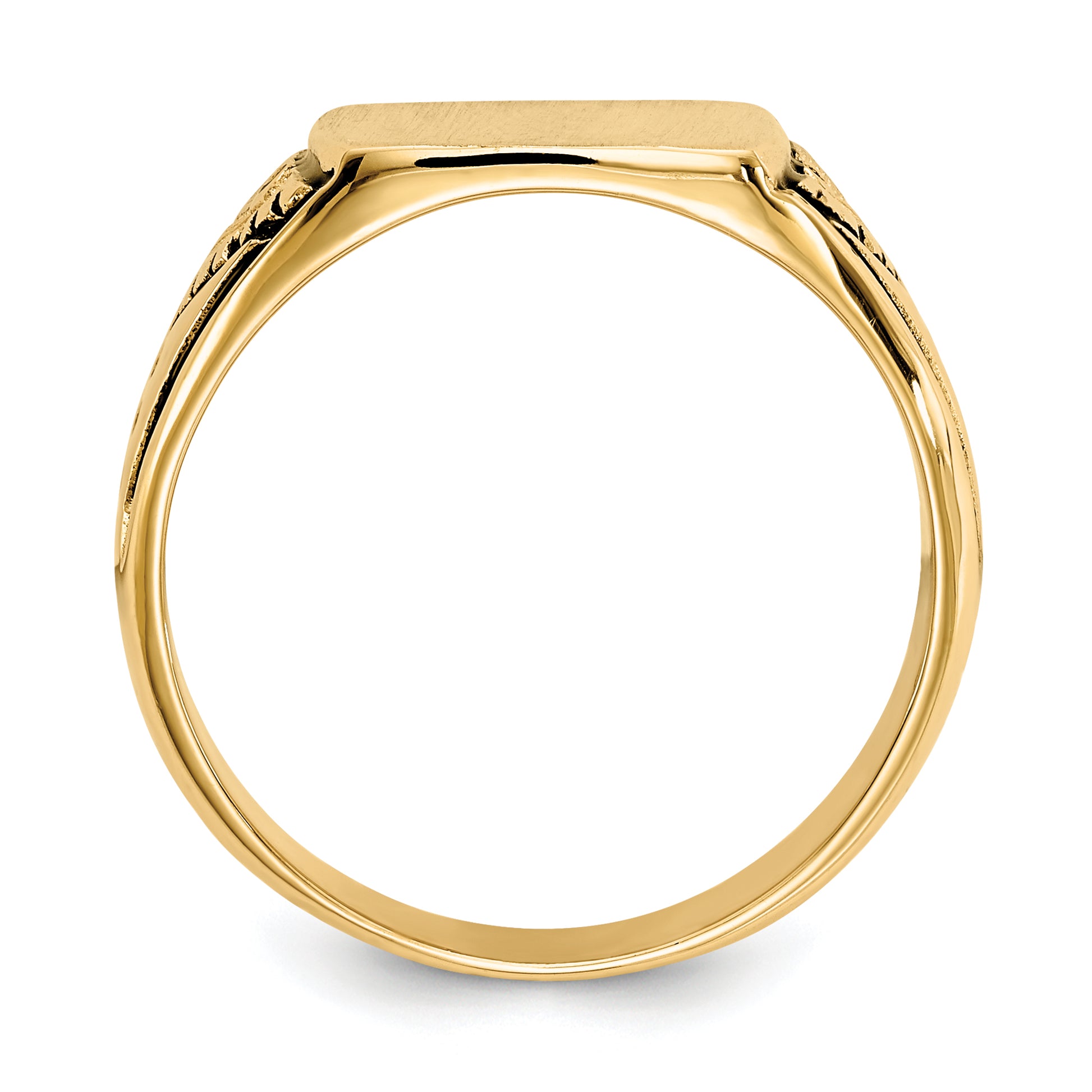 14K Yellow Gold Antiqued Square Signet Ring 11.0 x 11.5 mm Y4139 - alternate view