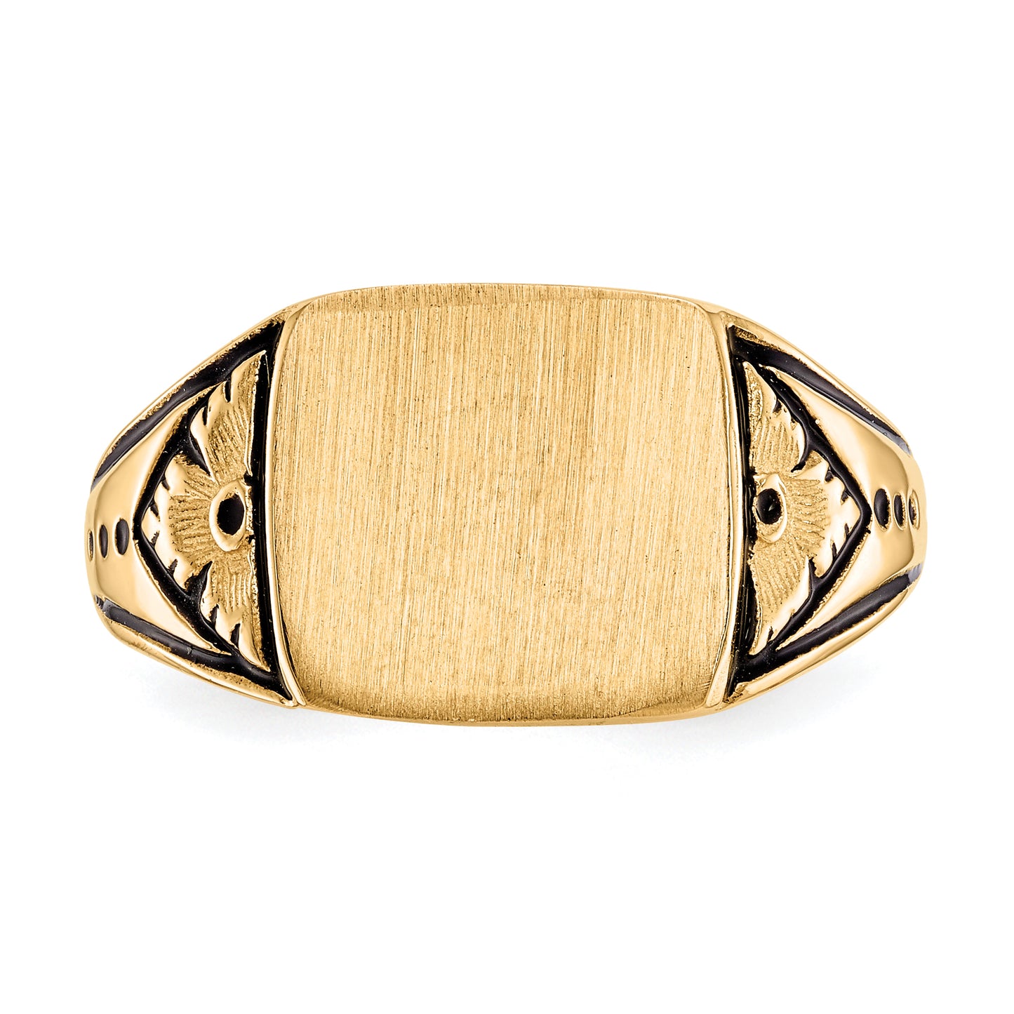 14K Yellow Gold Antiqued Square Signet Ring 11.0 x 11.5 mm Y4139 - alternate view