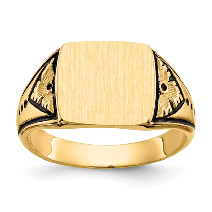 14K Yellow Gold Antiqued Square Signet Ring 11.0 x 11.5 mm Y4139