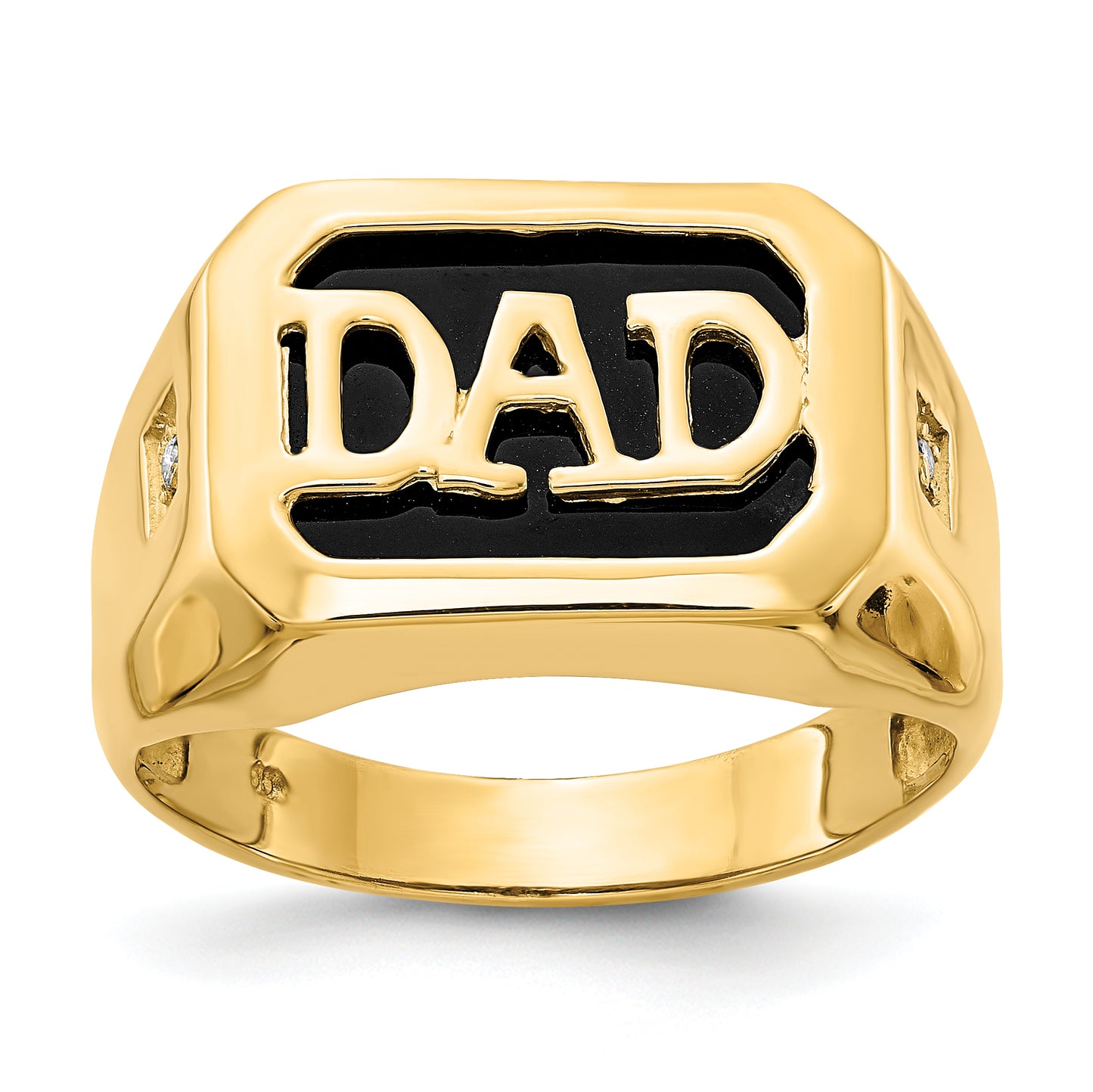 14K Yellow Gold Onyx and Diamond DAD Ring Y6129