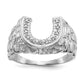 14K White Gold Diamond Horseshoe Nugget Mens Ring Y7208